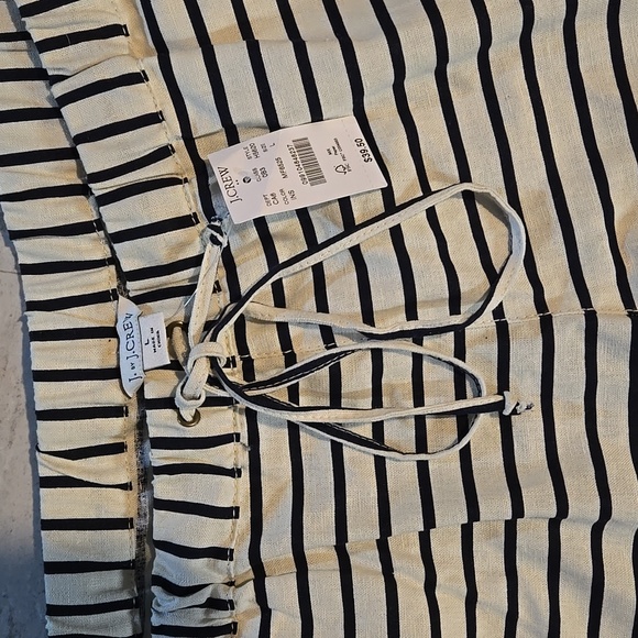 NWT J. Crew Size Large Linen Cotten Blend Shorts Black White - Picture 3 of 9